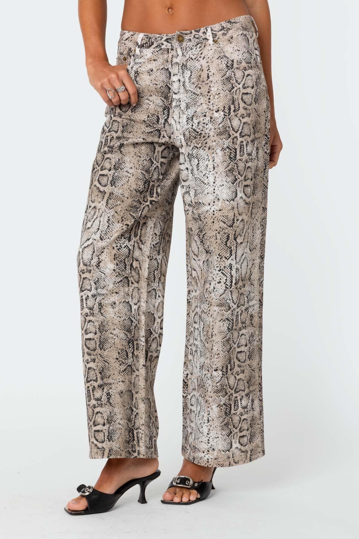 Snakeskin Printed Low Rise Jeans