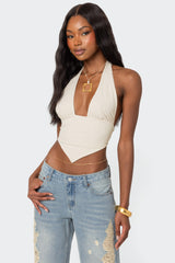 Open Back Triangle Halter Top