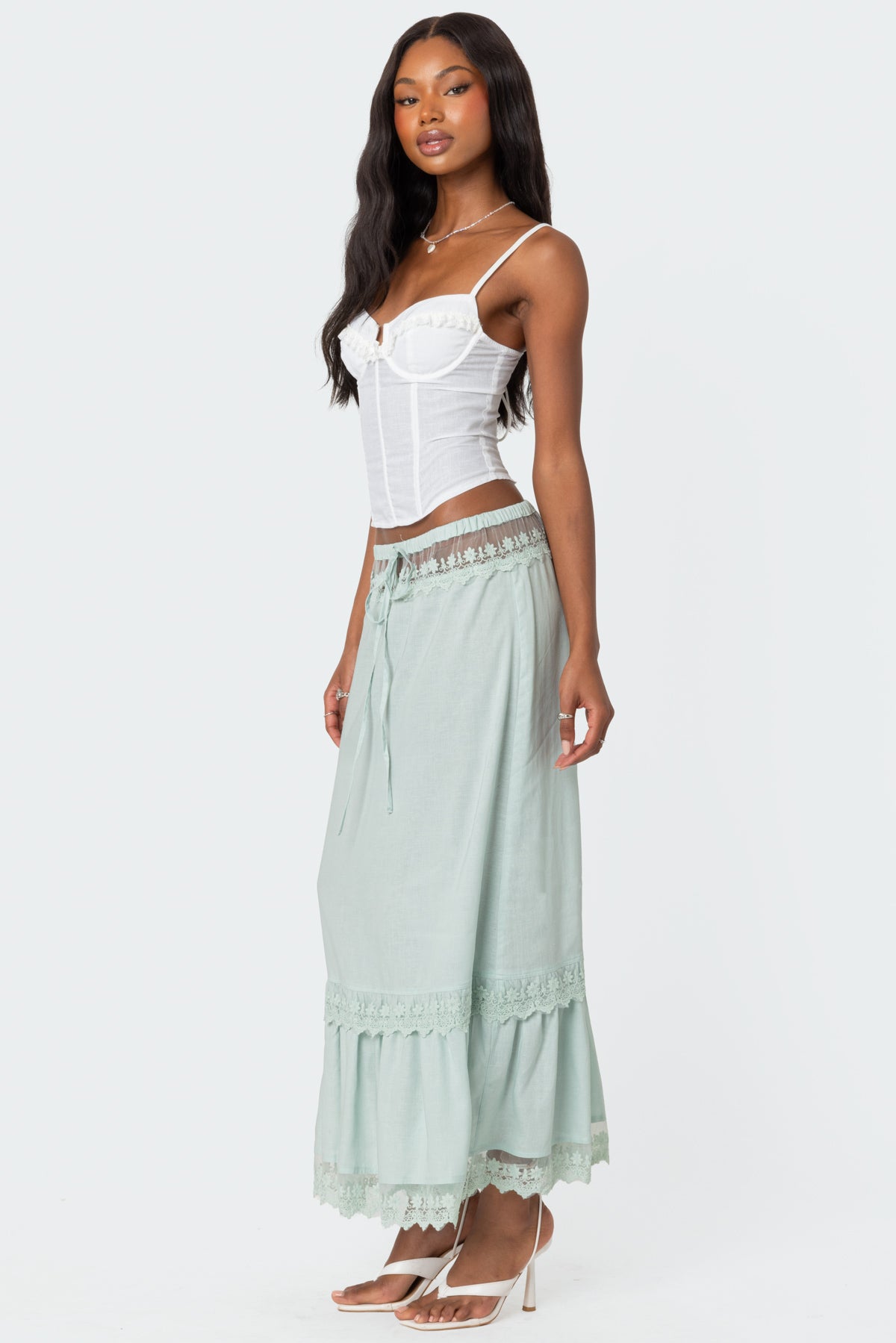 Semi Sheer Lacey Maxi Skirt