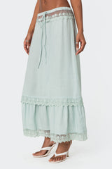 Semi Sheer Lacey Maxi Skirt