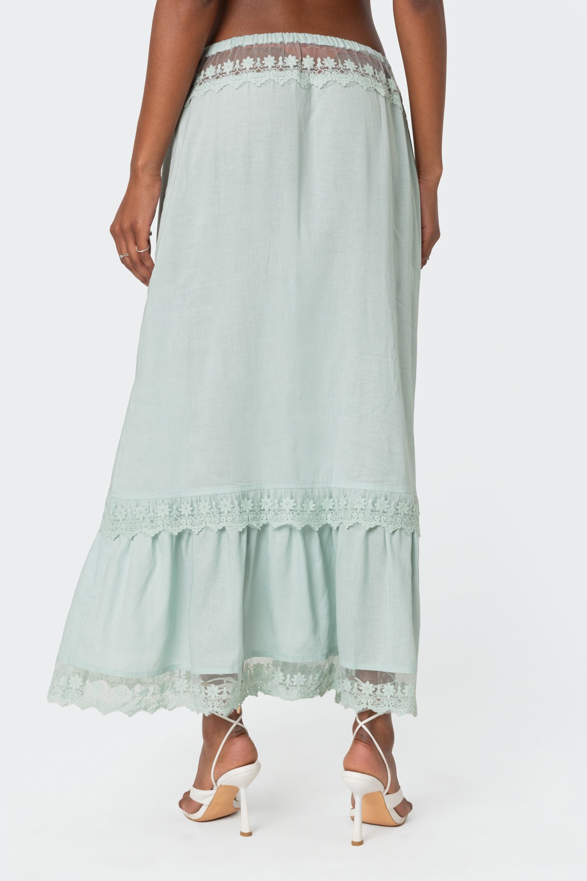 Semi Sheer Lacey Maxi Skirt