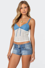 Denim & Eyelet Tank Top