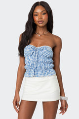 Lanna Gingham Elastic Scrunch Top