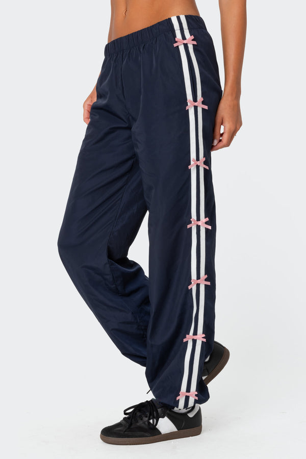 Bow Stripe Nylon Track Pants