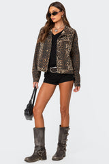 Leopard Print Denim Jacket