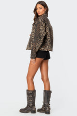 Leopard Print Denim Jacket