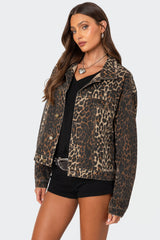 Leopard Print Denim Jacket