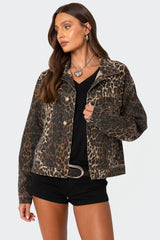 Leopard Print Denim Jacket