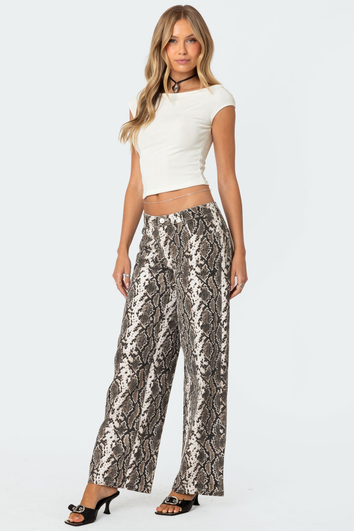 Snakescale Printed Low Rise Jeans