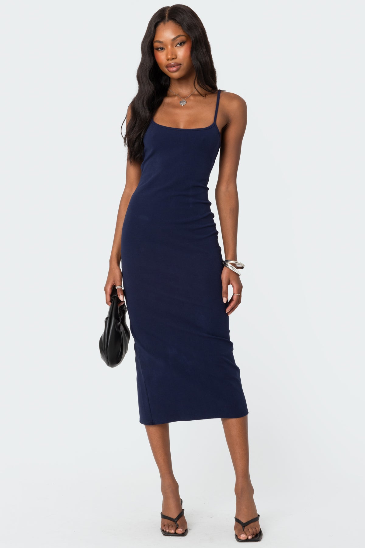 Air Back Slitted Midi Dress