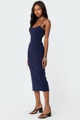 Air Back Slitted Midi Dress