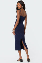 Air Back Slitted Midi Dress