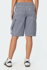 Friday Striped Low Rise Cargo Shorts