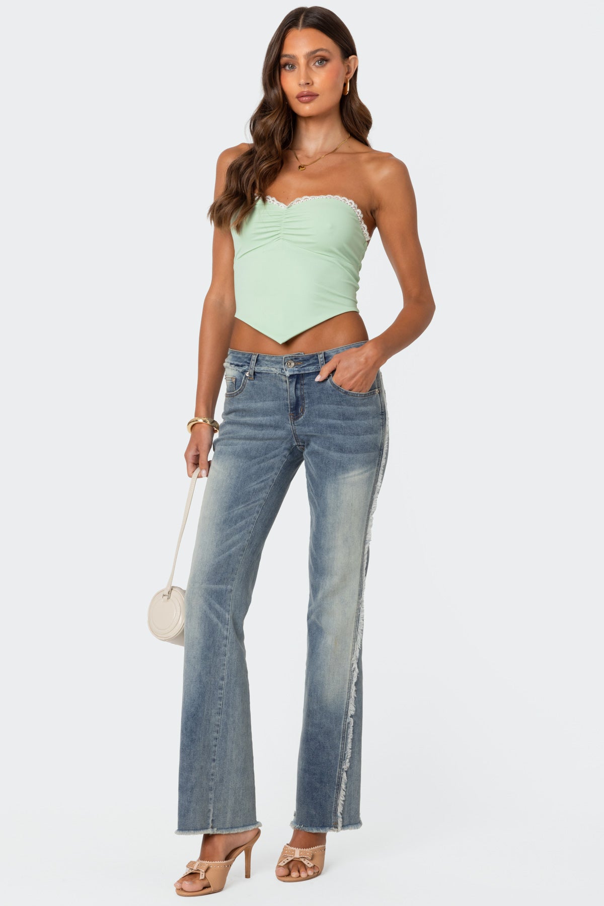 Cinched Strapless Triangle Top