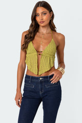 Anaya Textured Open Back Top