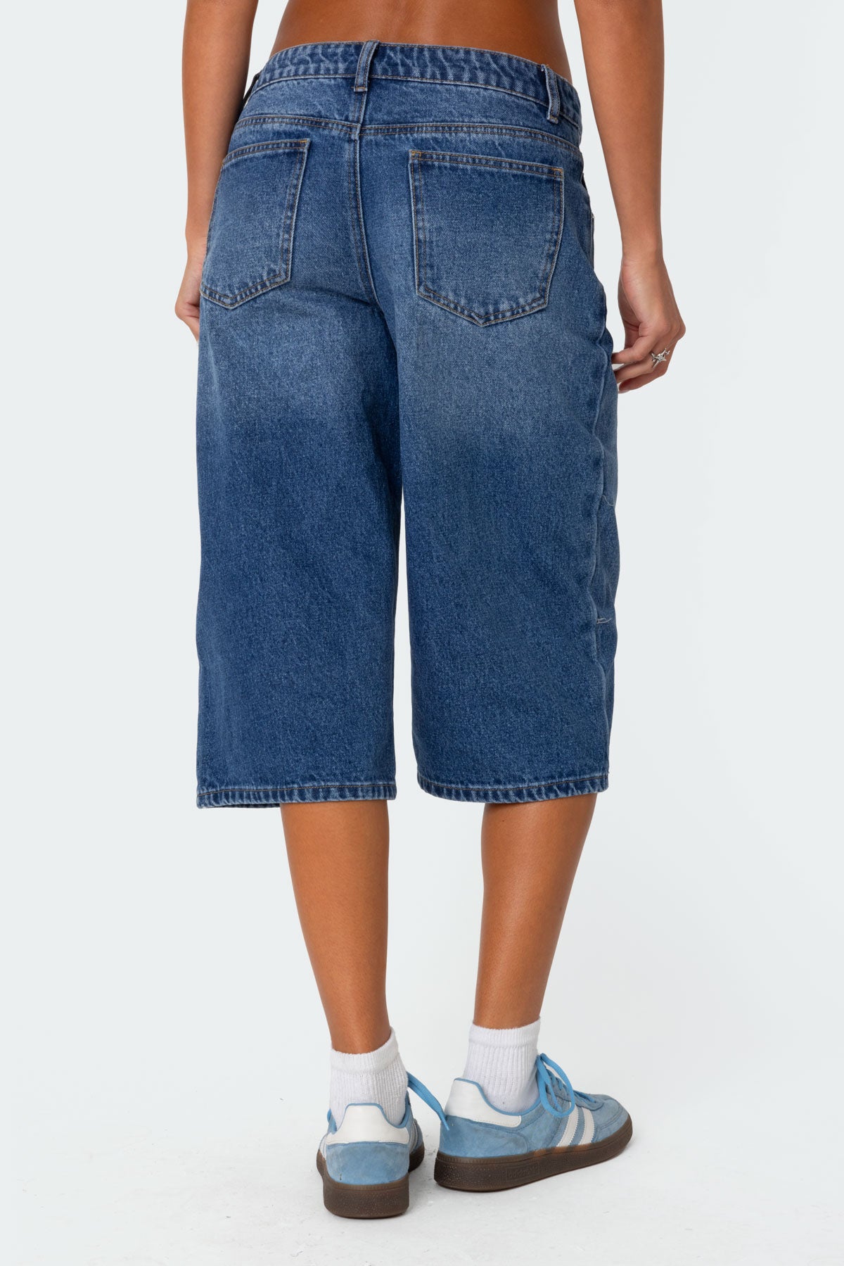 Xtra Long Low Rise Denim Bermuda Shorts