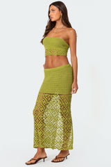 Ida Back Slit Crochet Maxi Skirt