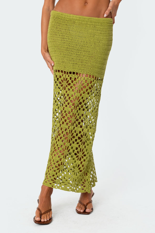 Ida Back Slit Crochet Maxi Skirt