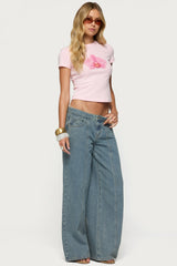 Stitch & Pleat Low Rise Baggy Jeans