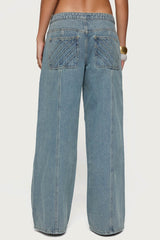 Stitch & Pleat Low Rise Baggy Jeans