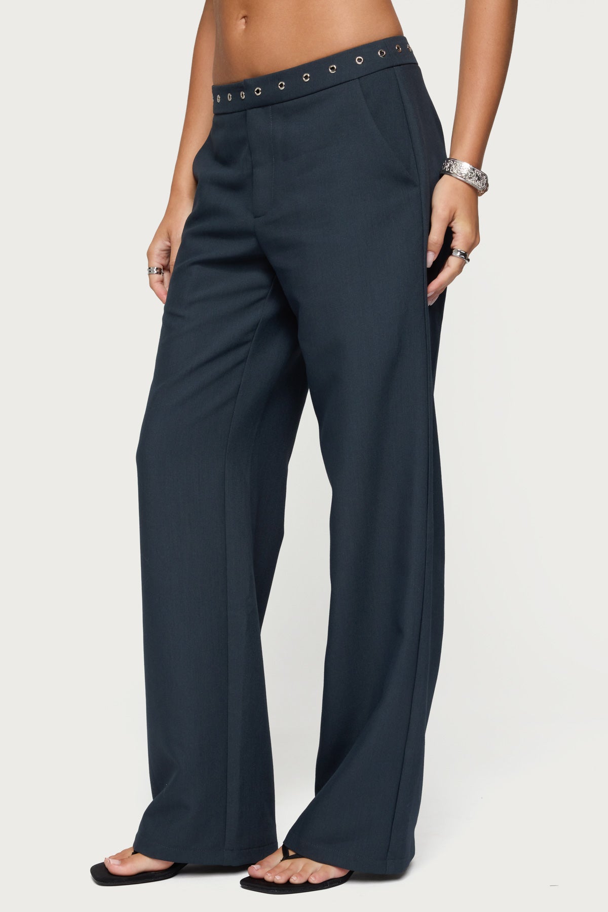 Ayve Eyelet Waist Straight Leg Trousers