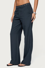Ayve Eyelet Waist Straight Leg Trousers