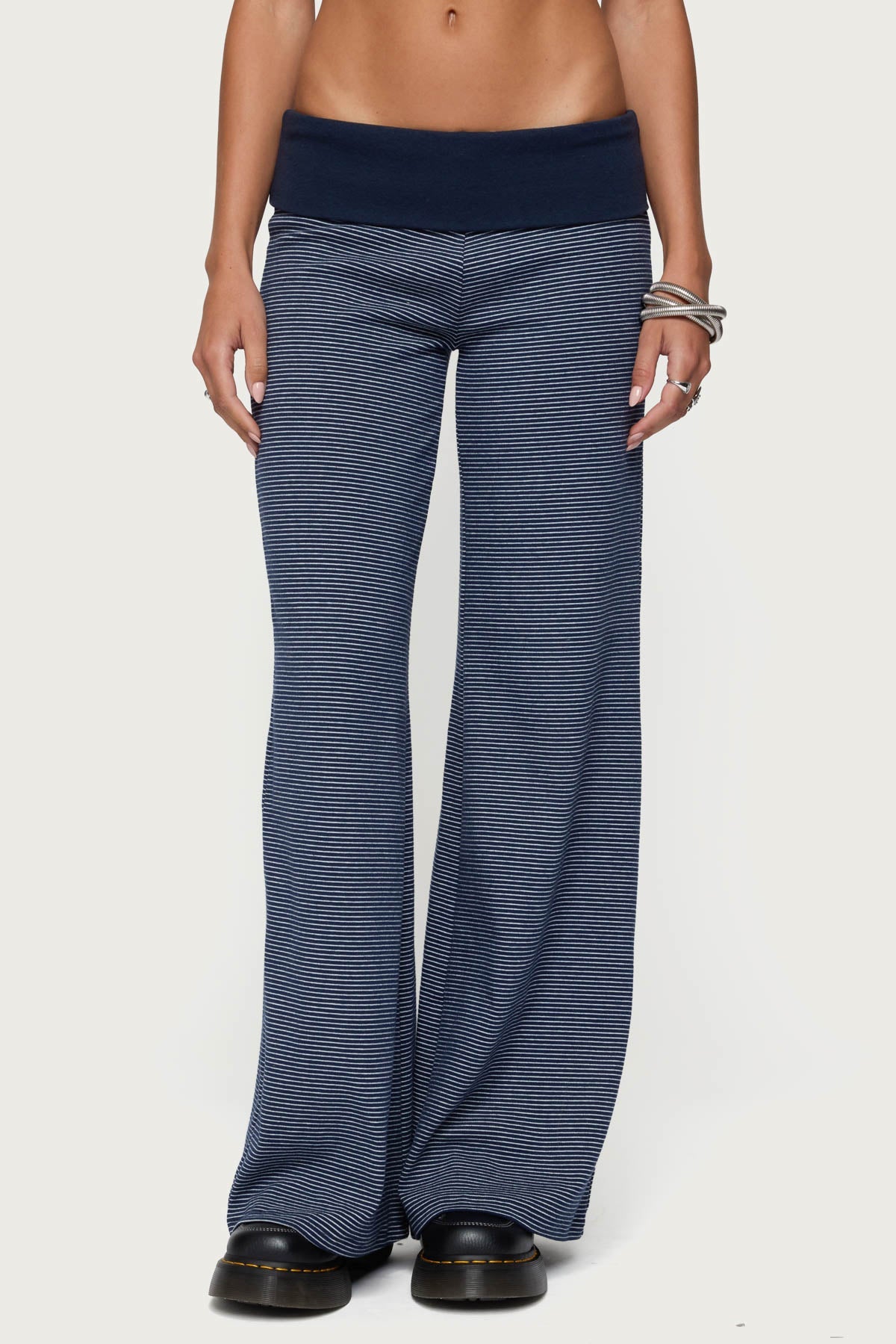 Amarna Striped Fold Over Trousers