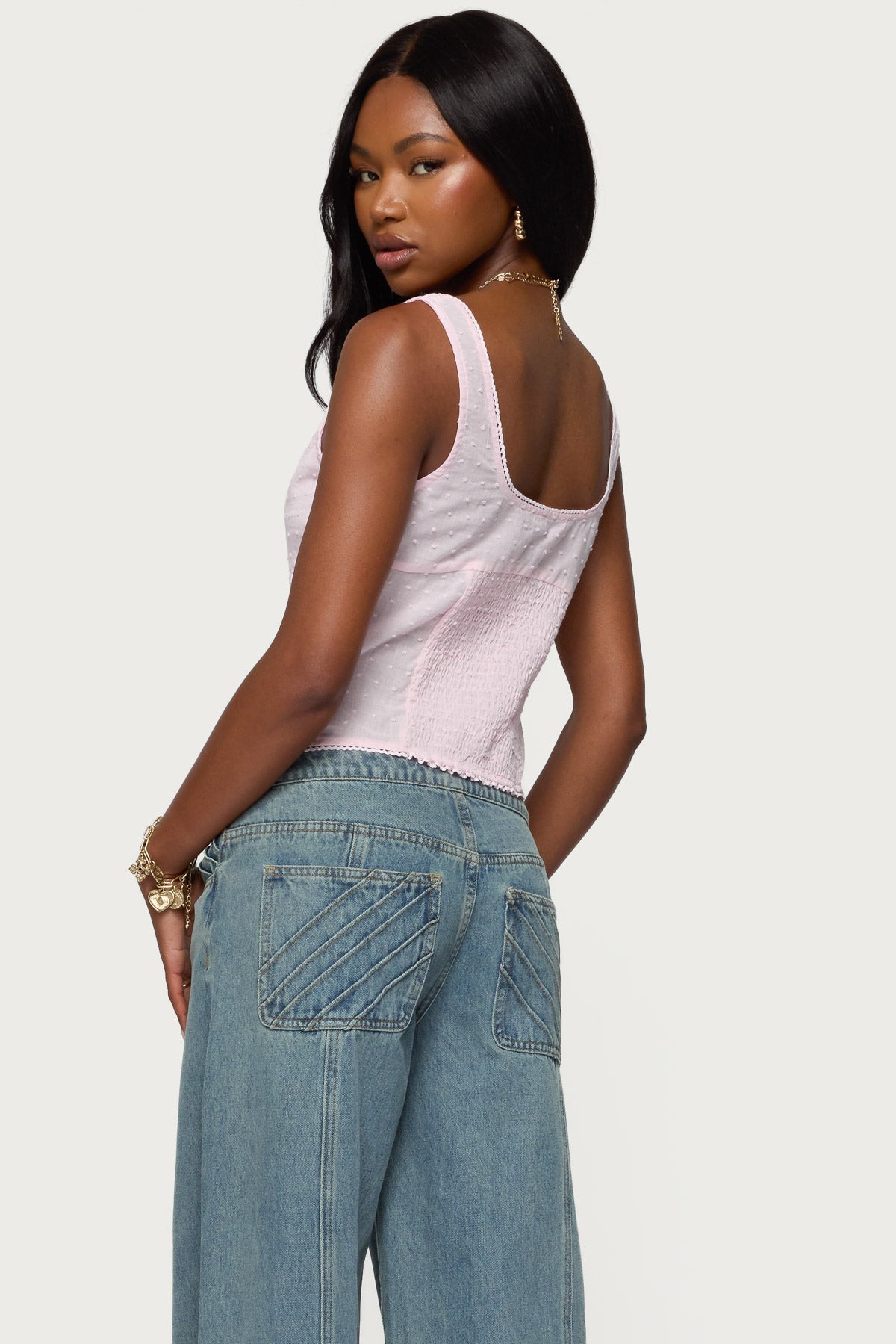 Embroidered Cotton Button Up Top