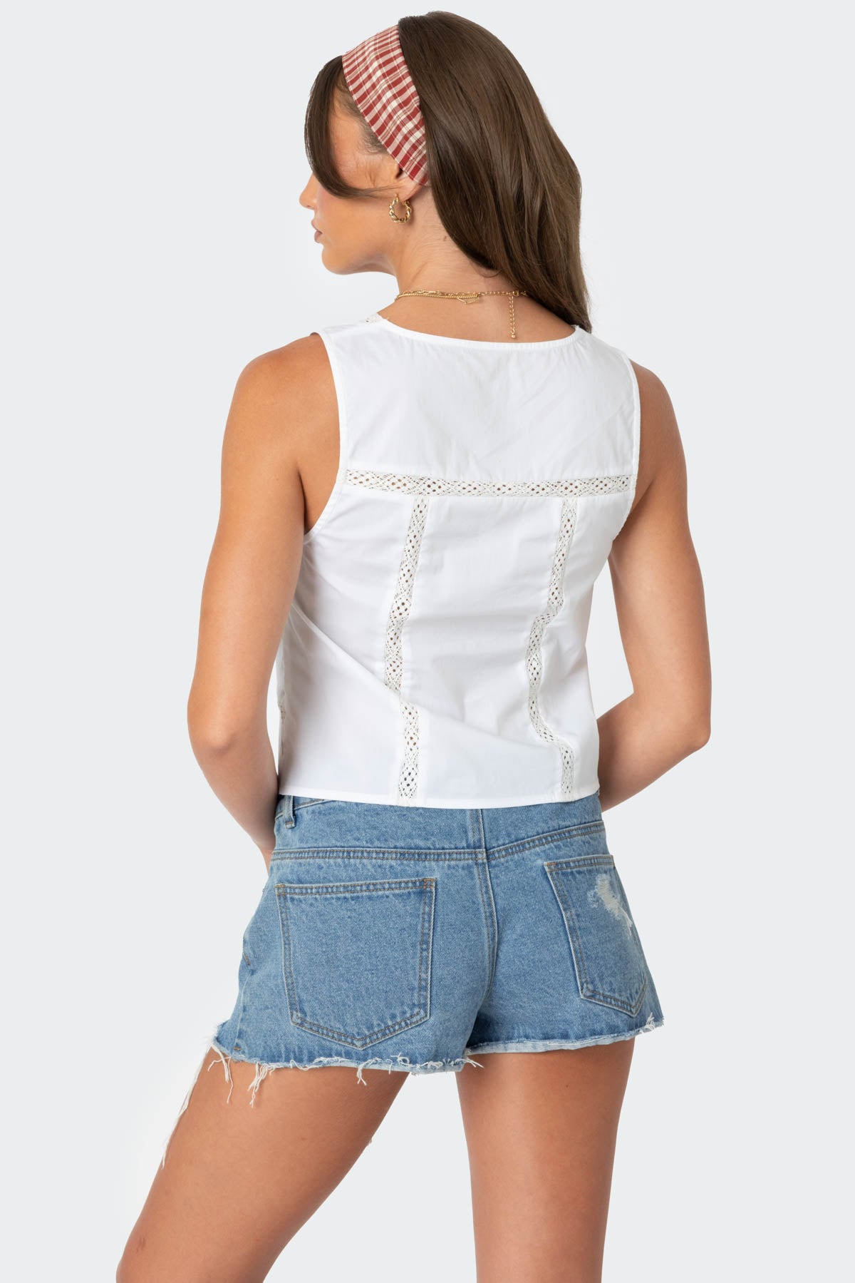 Embroidered Lacey Split Front Top