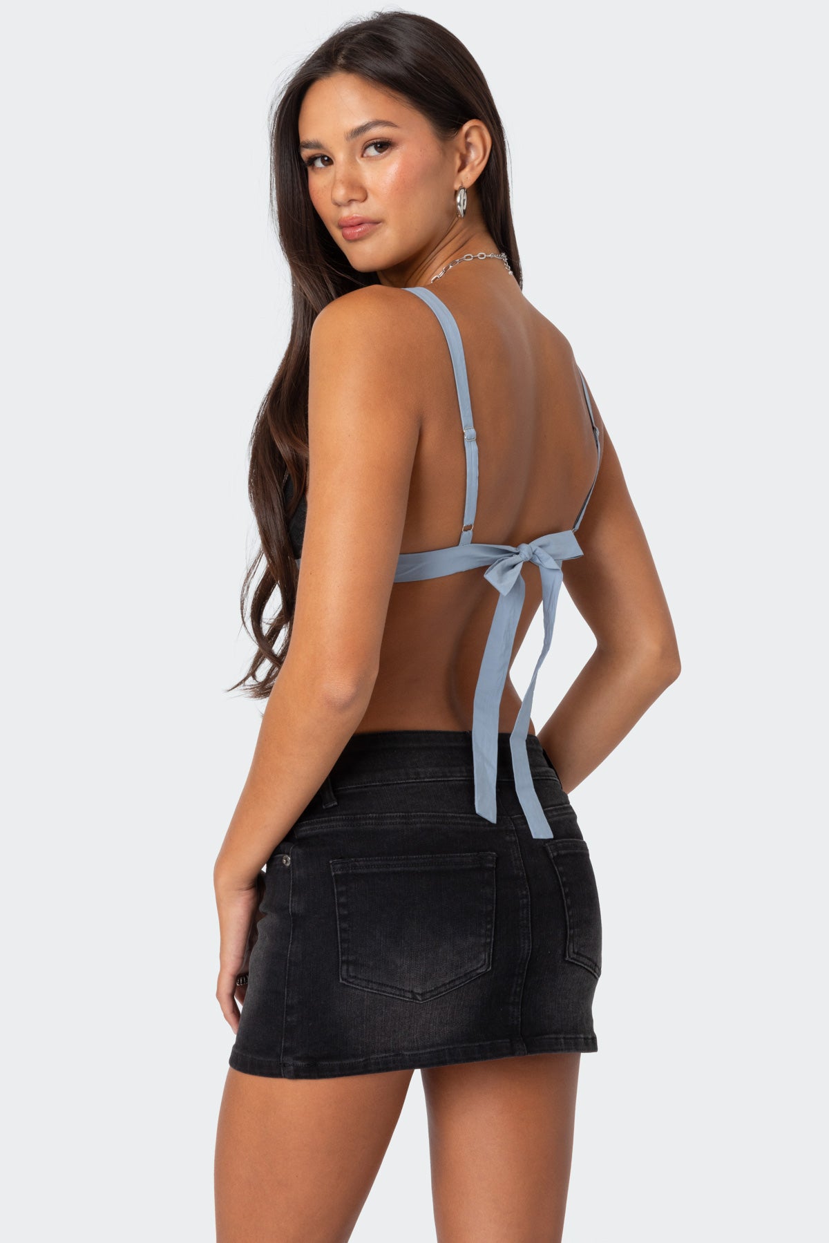 Sheer Lace Open Back Tank Top