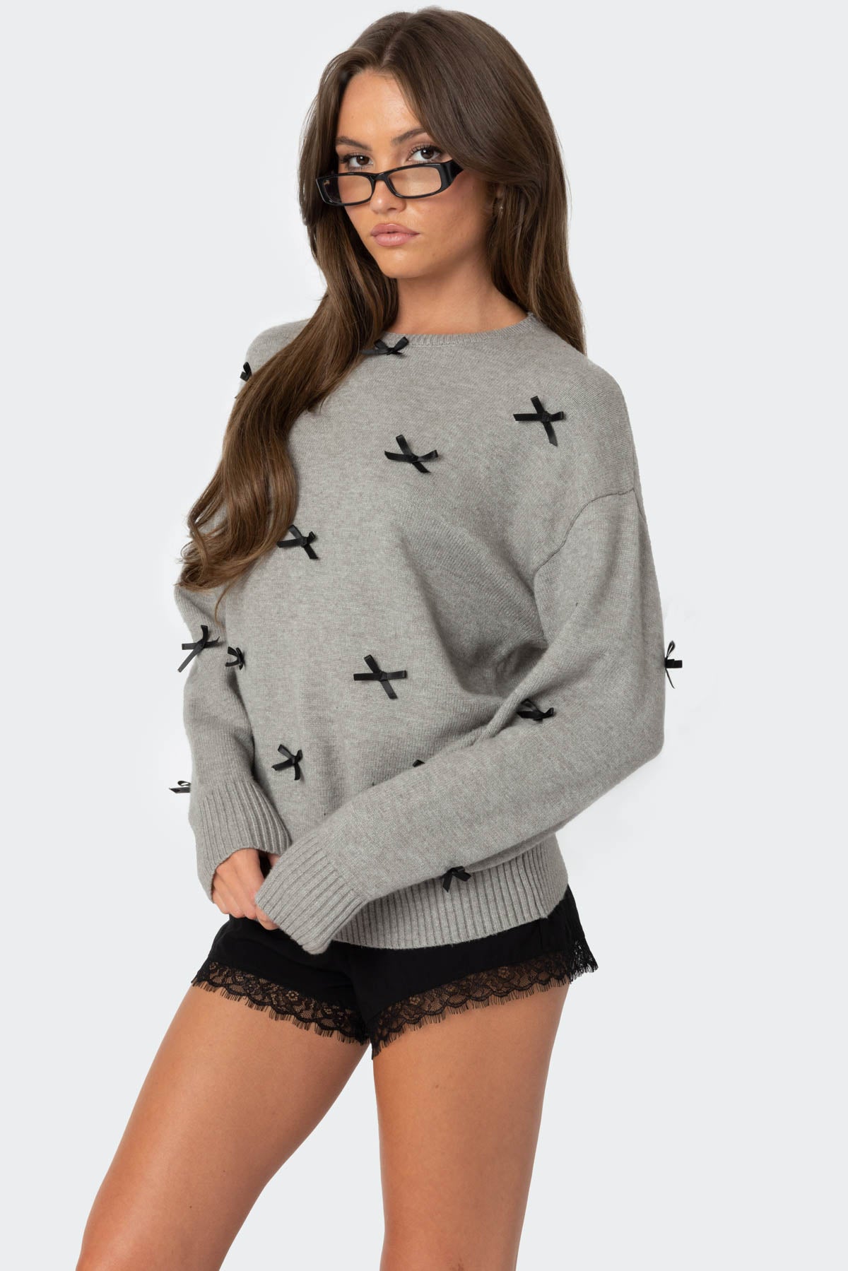 Satin Bow Oversized Sweater