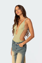 Textured Cut Out Bodysuit