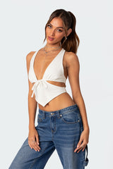 Cady Tie Front Cut Out Top