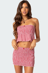 Gingham Scrunch Tube Top