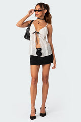 Linette Lacey Sheer Split Front Top