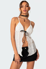 Linette Lacey Sheer Split Front Top