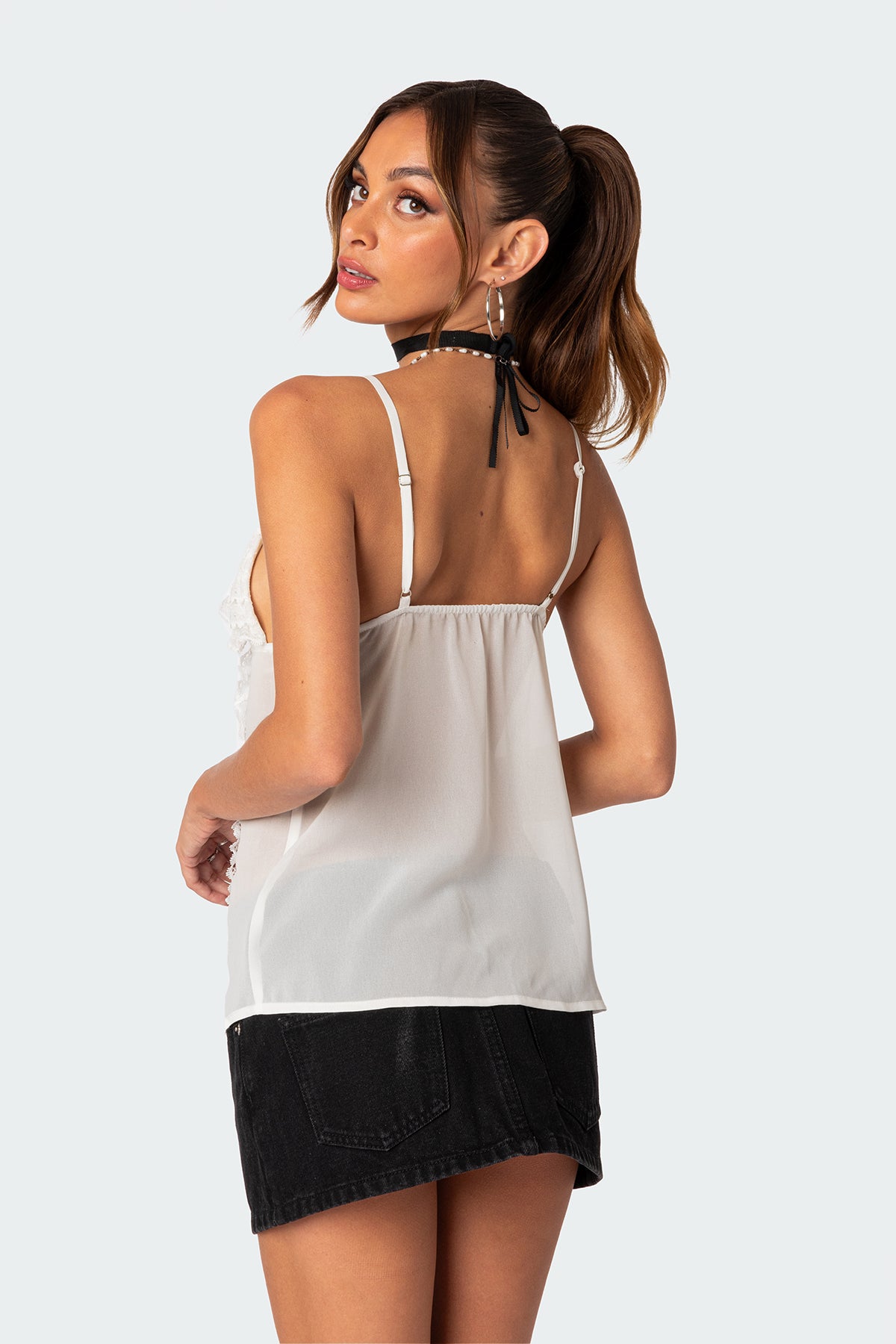 Linette Lacey Sheer Split Front Top