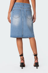 Junia Slitted Denim Midi Skirt