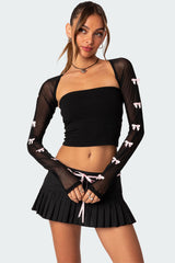 Bow Babe Sheer Mesh Shrug