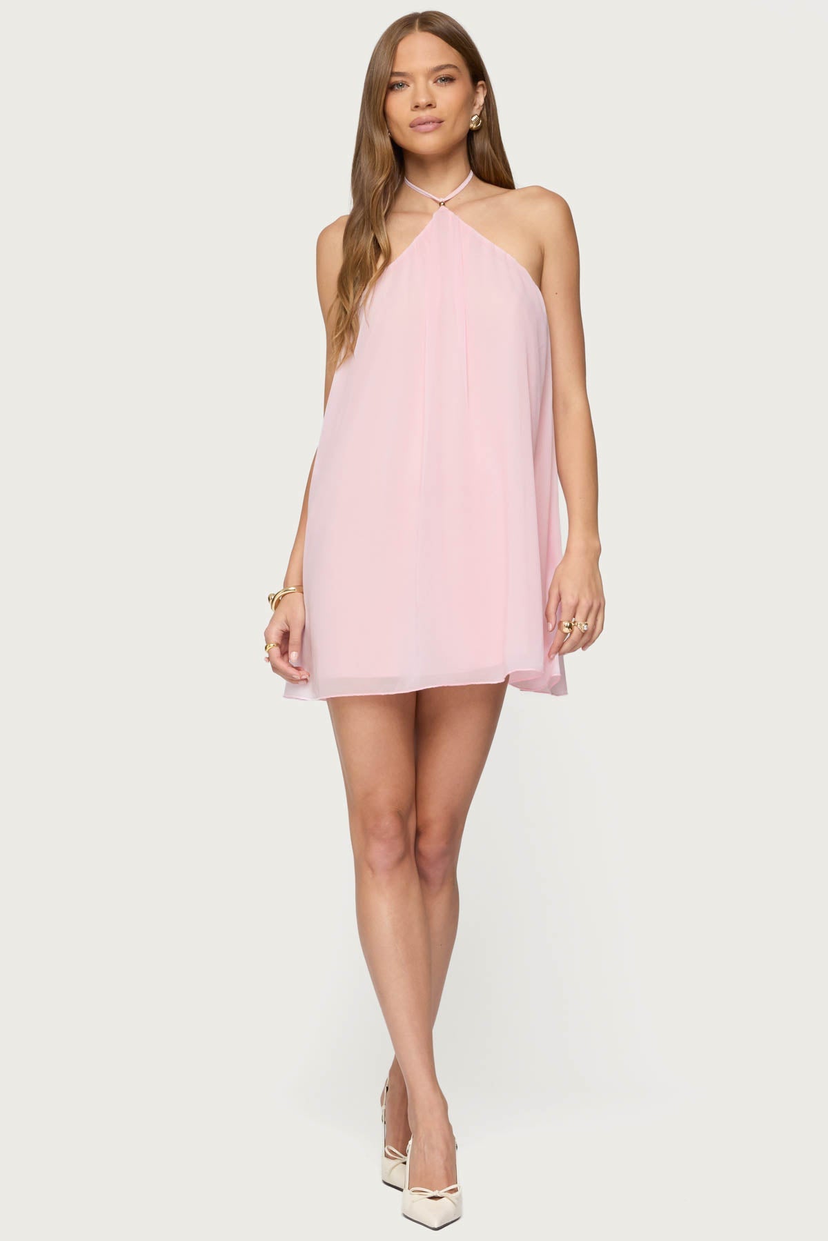 Emeline Backless Halter Mini Dress
