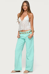 Meela Sequin Net Halter Top