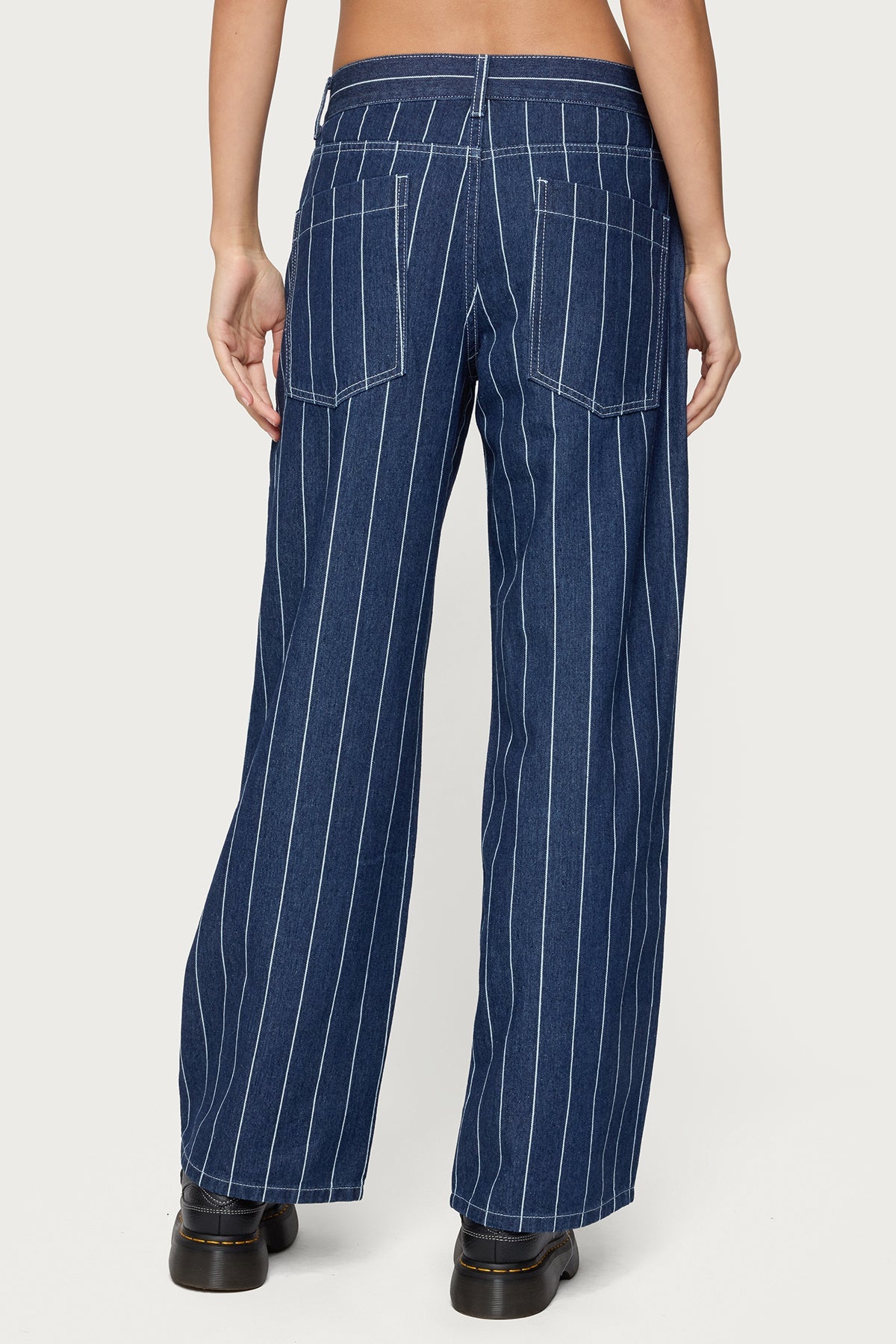 Kyler Pinstripe Mid Rise Baggy Jeans