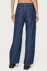 Kyler Pinstripe Mid Rise Baggy Jeans
