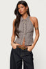 Imrie Plaid Collared Halter Top