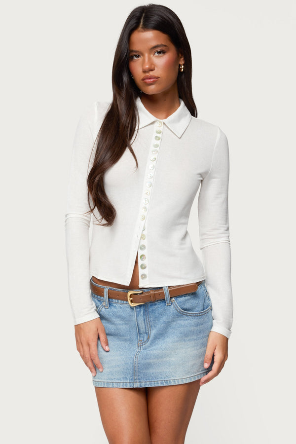 Pennie Iridescent Button Up Shirt