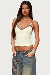 Ruelle Contrast Frill Tank Top