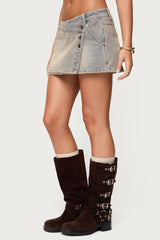 Wrap Mud Wash Denim Mini Skort