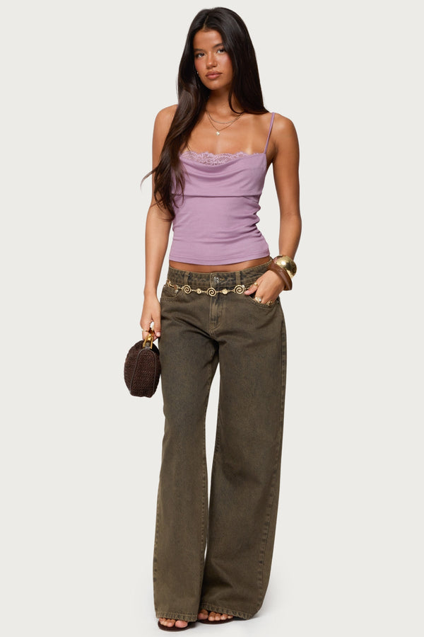 Bobbie Layered Lace Cowl Neck Top