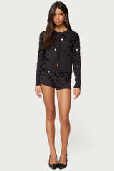 Cierra Sequin Knit Micro Shorts