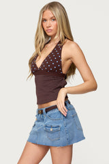 Ginny Mixed Polka Dot Halter Top